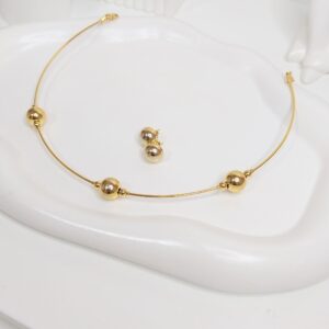 Conjunto esfera banhado a Ouro 18k