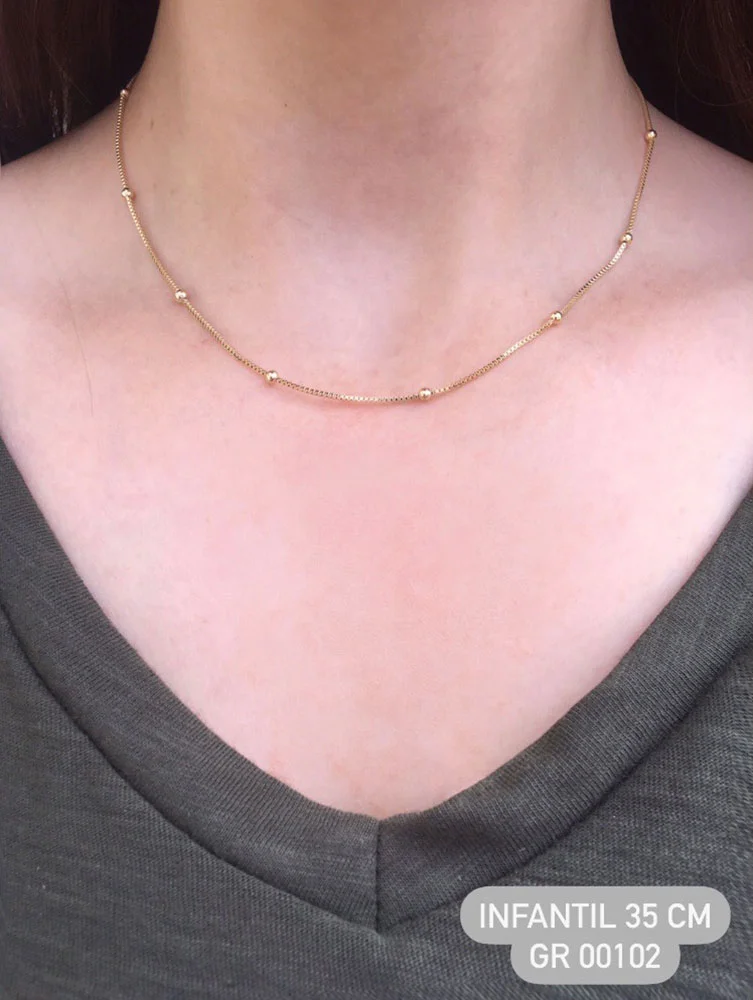 Corrente infantil veneziana 35cm e bolinha 2mm
