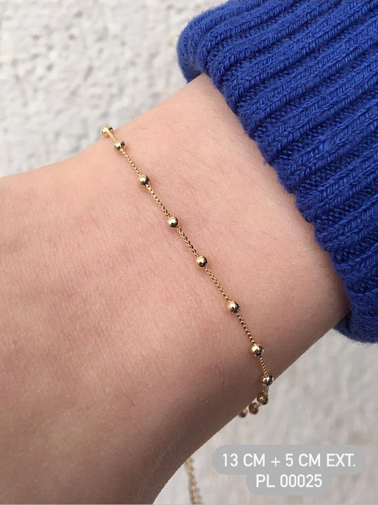 Pulseira infantil veneziana 13cm e bolinha 2mm